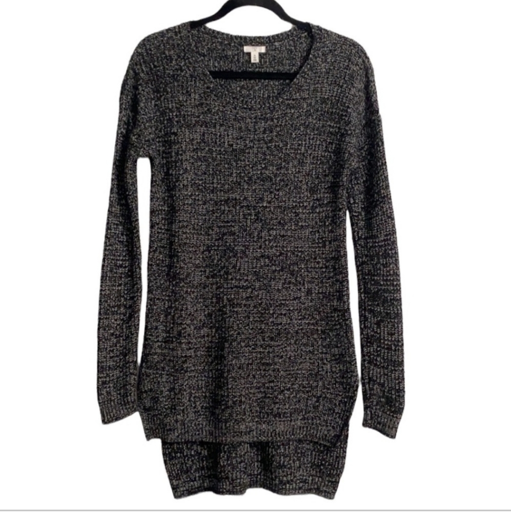 BP Black & White Knit Scoop Neck Tunic Sweater High-Low Size XS